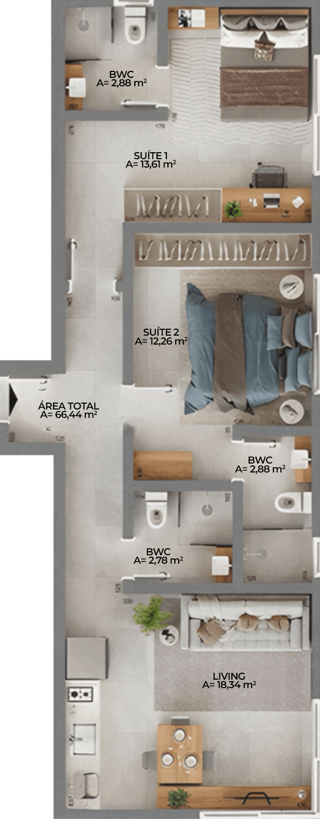 La Esmeralda Beach Village: Apartments in Morro das Pedras — floor plan 6