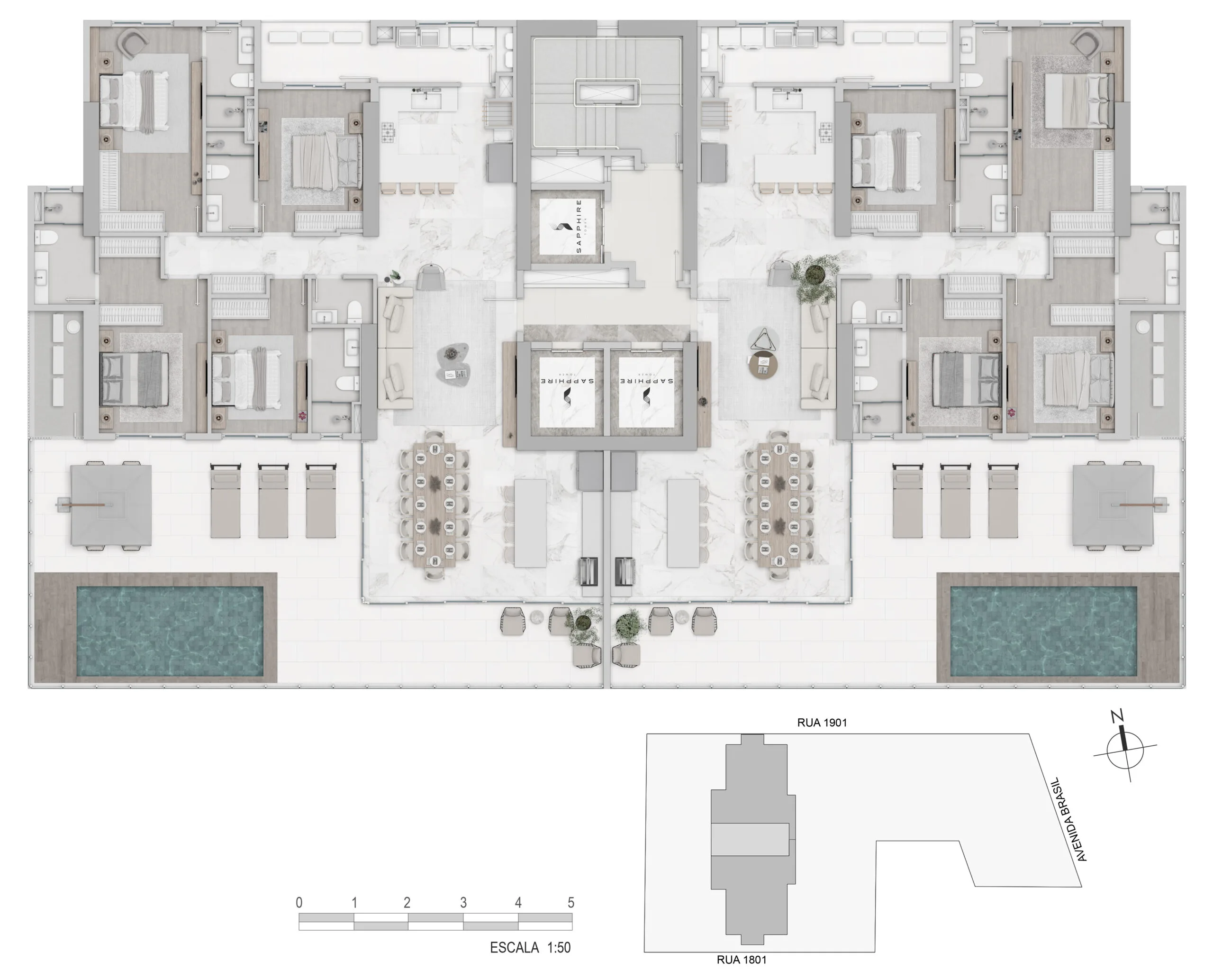 Sapphire Tower: Luxury Apartments with Panoramic Glass Façade in Centro