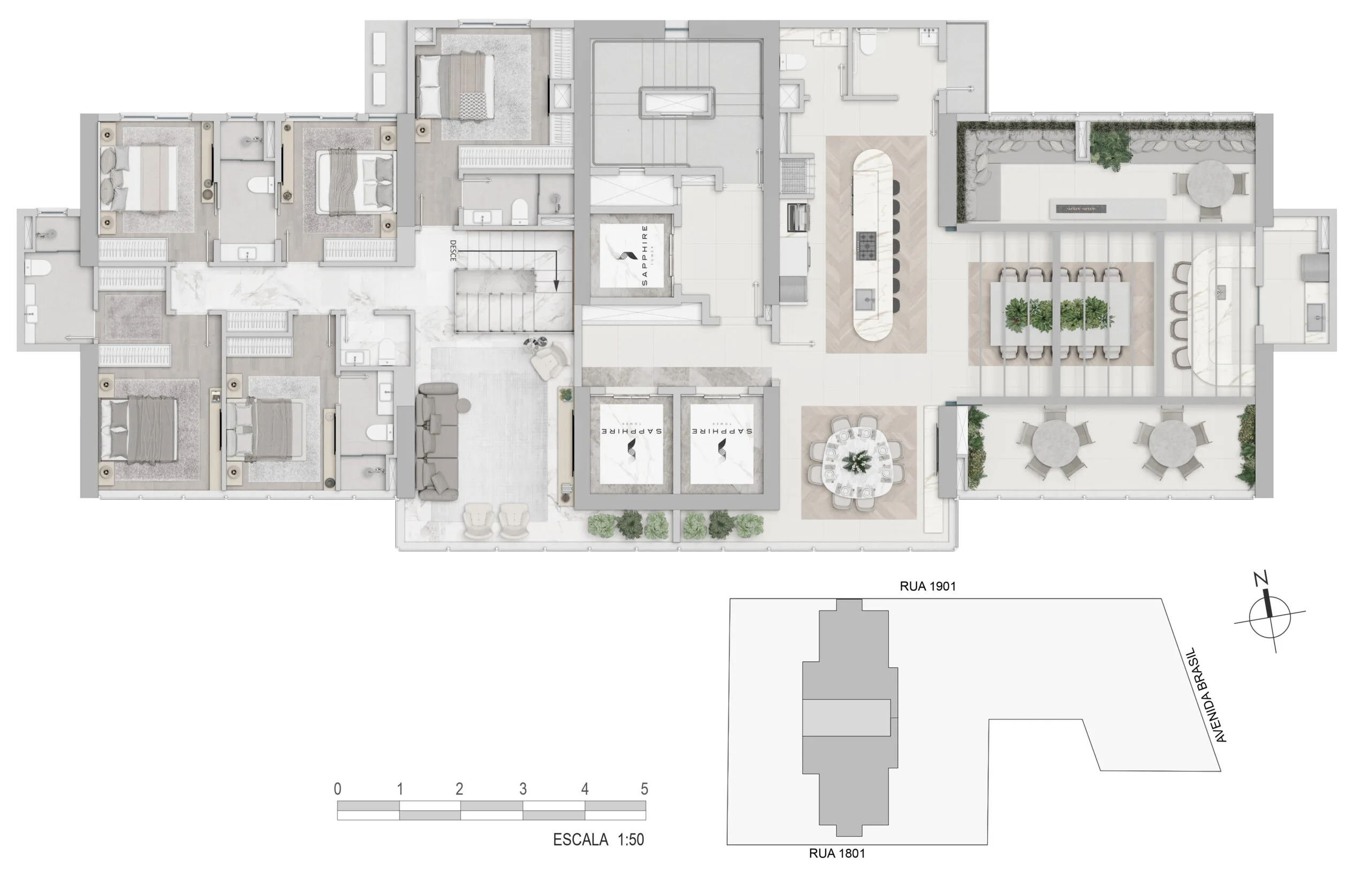 Sapphire Tower: Luxury Apartments with Panoramic Glass Façade in Centro