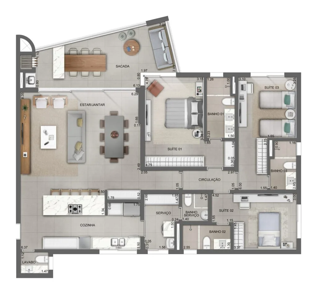 Miragio Cacupé: Luxury Apartment with Sea Views in Florianópolis - Florianópolis - Floor Plan 1 | Rocks Investments