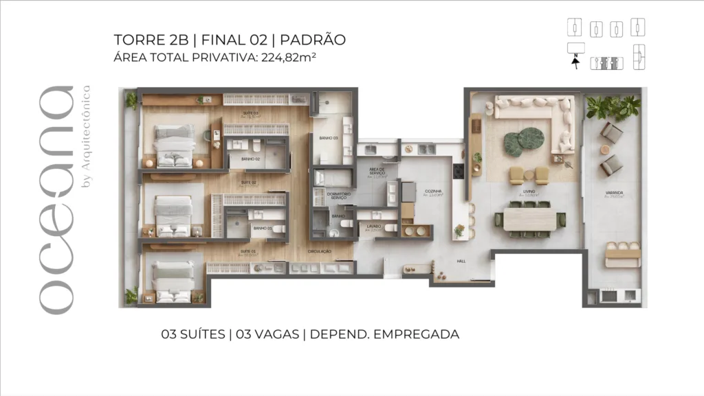 Oceana by CFL: Ultra-Luxury Penthouse with Seafront Positioning in Florianópolis - Florianópolis - Floor Plan 1 | Rocks Investments