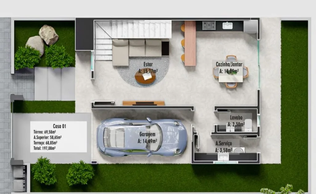 Premium House with Private Rooftop Terrace in Florianópolis - Florianópolis - Floor Plan 1 | Rocks Investments