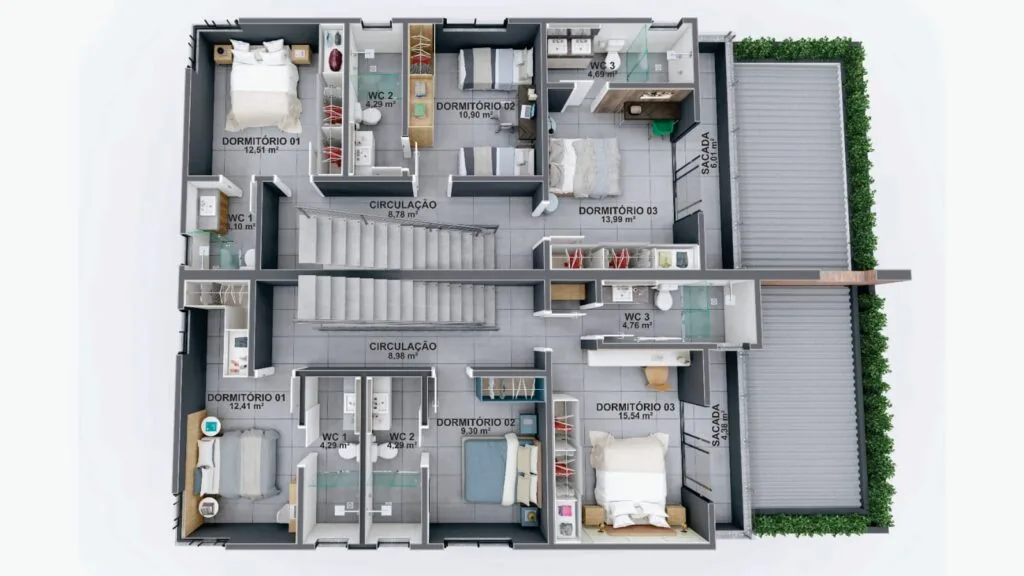 Real Parque Novo Norte: Premium House with Private Garden in Florianópolis - Florianópolis - Floor Plan 1 | Rocks Investments