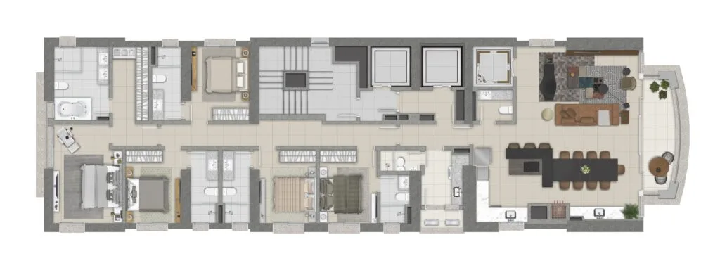 Aurora Exclusive Home: Ultra-Luxury Penthouse with Oceanfront Balcony in Balneário Camboriú - Balneário Camboriú - Floor Plan 1 | Rocks Investments