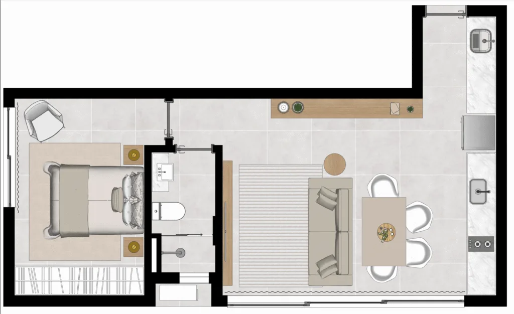 Gaivotas 4: Contemporary Studio in Florianópolis - Florianópolis - Floor Plan 1 | Rocks Investments