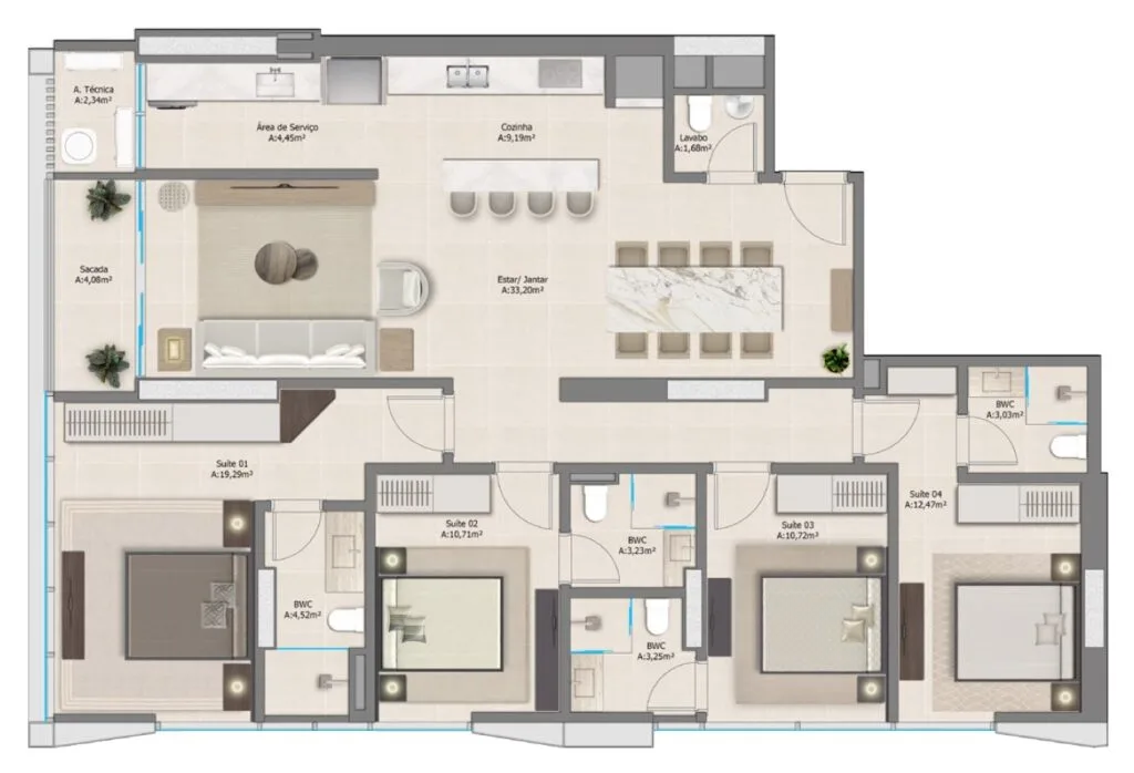 Green Hills by Cechinel: Luxury Apartment in Balneário Camboriú - Balneário Camboriú - Floor Plan 1 | Rocks Investments