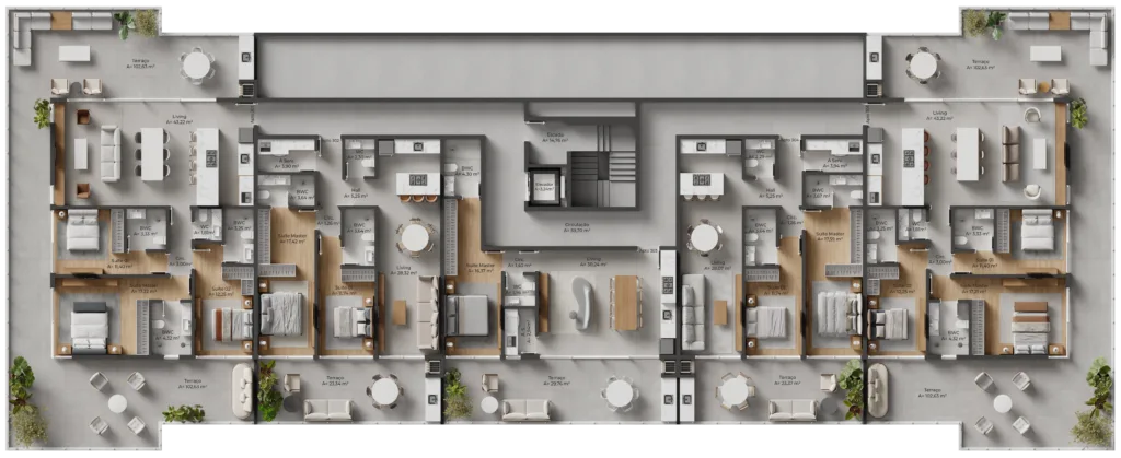 Allameda Santo Antônio: Contemporary Penthouse Studio in Florianópolis - Florianópolis - Floor Plan 1 | Rocks Investments