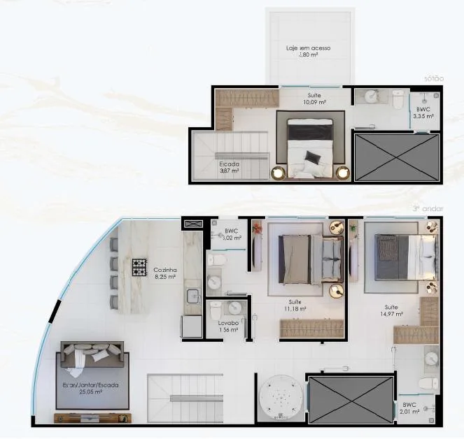 Gaivotas Golden Residence: Premium Duplex with Ocean Views in Florianópolis