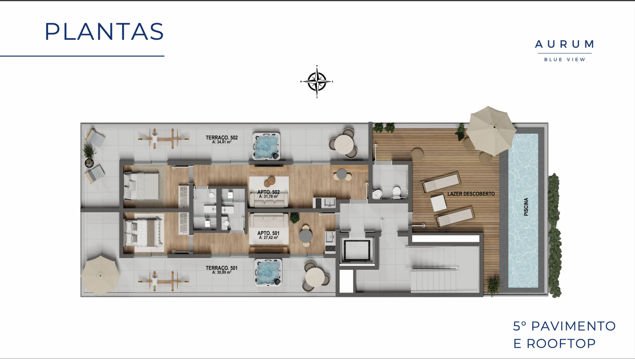 Aurum Blue View: Contemporary Loft with Swimming Pool in Jurerê