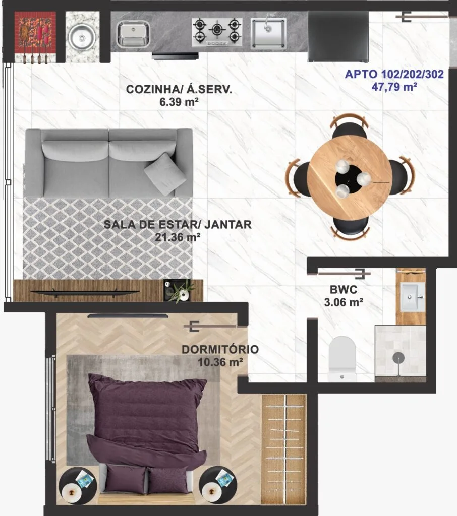 Contemporary Apartment with Ocean-View Rooftop in Florianópolis - Florianópolis - Floor Plan 1 | Rocks Investments